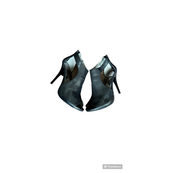 Michael Kors, gunmetal lizard pattern open toe,heel zipper stilettos size 7.5 - Picture 2 of 12